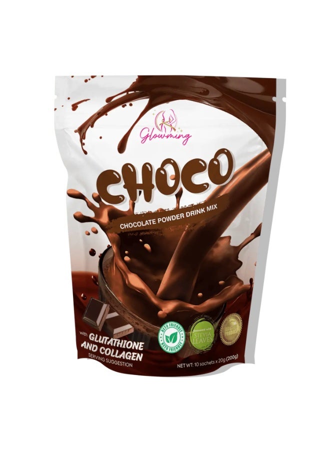 Glowming Choco Marine Collagen Chocolate Drink 200g Stevia Sweetened Powder Mix with Garcinia Cambogia Moringa Extract Halal Certified - Image 1